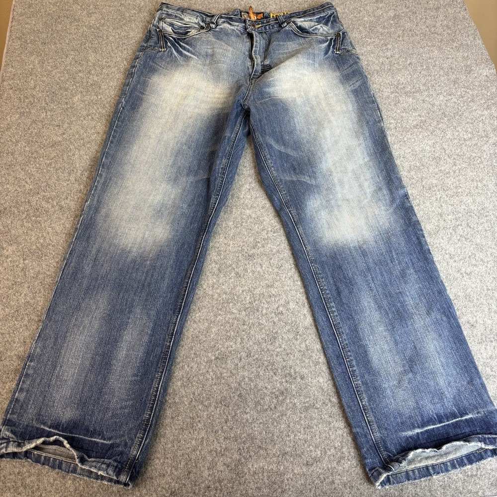 Akademiks Jeans Mens 40x32 Streetwear Baggy Distressed Y2K RN 100964 Warriors